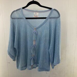 Noelle pastel blue open weave sweater one size